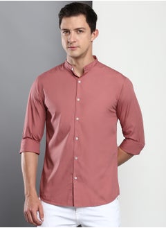 Dennis Lingo Men's Dusty Pink Slim Fit Casual Spread Shirt  - Image 1