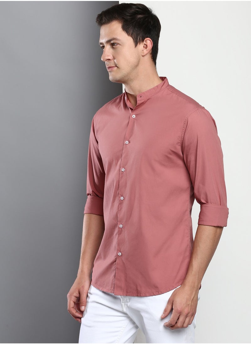Dennis Lingo Men's Dusty Pink Slim Fit Casual Spread Shirt  - Image 3