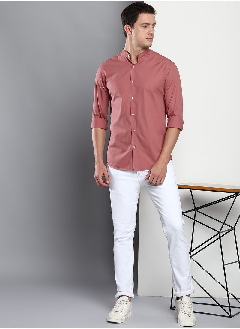 Dennis Lingo Men's Dusty Pink Slim Fit Casual Spread Shirt  - Image 5