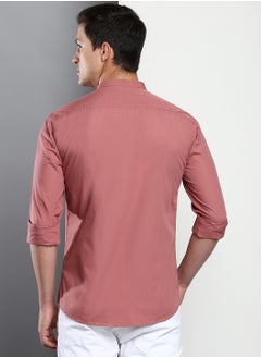 Dennis Lingo Men's Dusty Pink Slim Fit Casual Spread Shirt  - Image 4