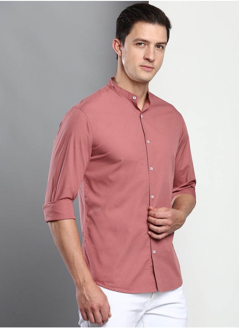 Dennis Lingo - Men's Dusty Pink Slim Fit Casual Spread Shirt - Image 1