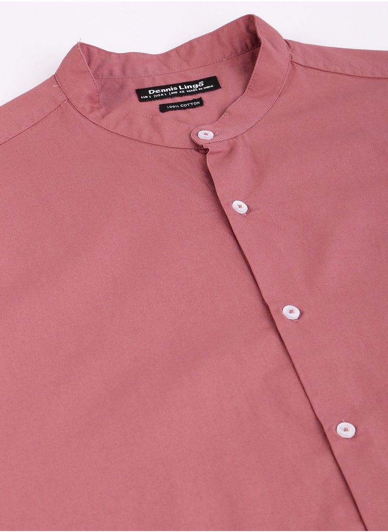 Dennis Lingo Men's Dusty Pink Slim Fit Casual Spread Shirt  - Image 2