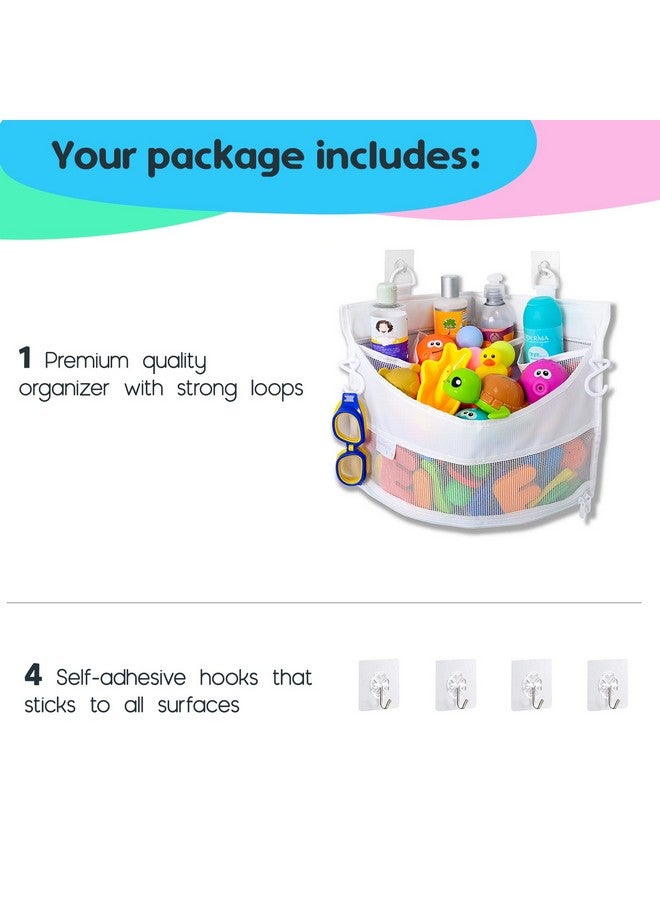 Comfylife Comfylife Mesh Bath Toy Holder Organizer - The Perfect Corner Bathtub Toy Storage & Bathroom or Shower Caddy - This Multi-use Net Bag Makes Baby Bath Toy Storage Easy - For Kids & Toddlers - Image 5