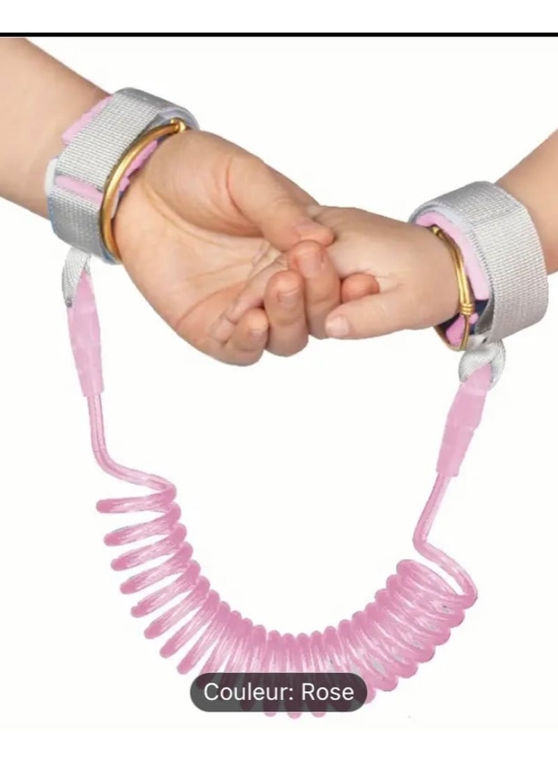 Anti-Lost Baby Belt – 1.5m Spiral & Soft Wrist Cuff –Pink  - Image 3