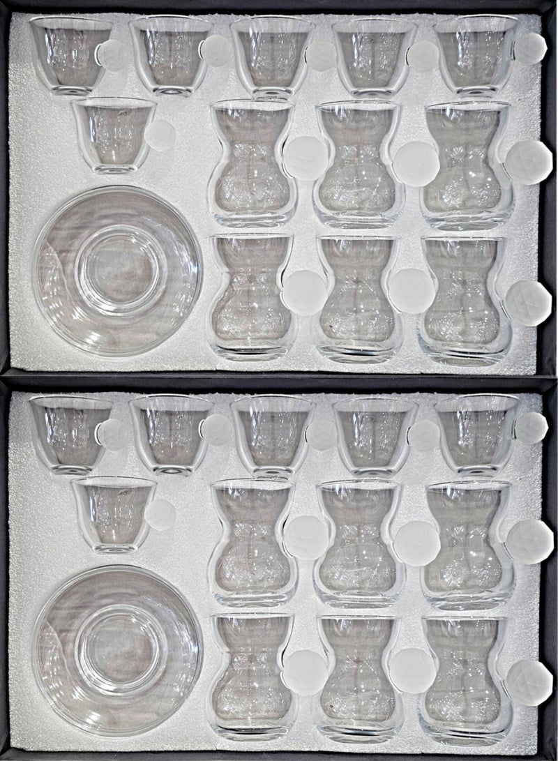 36-piece serving set, including clear crystal tea cups and coffee cups, plus a matte clear handle.  - Image 1
