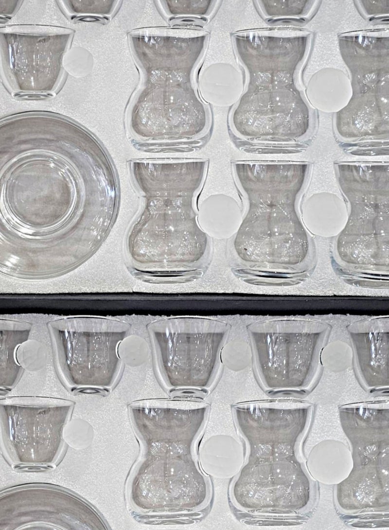 36-piece serving set, including clear crystal tea cups and coffee cups, plus a matte clear handle.  - Image 2