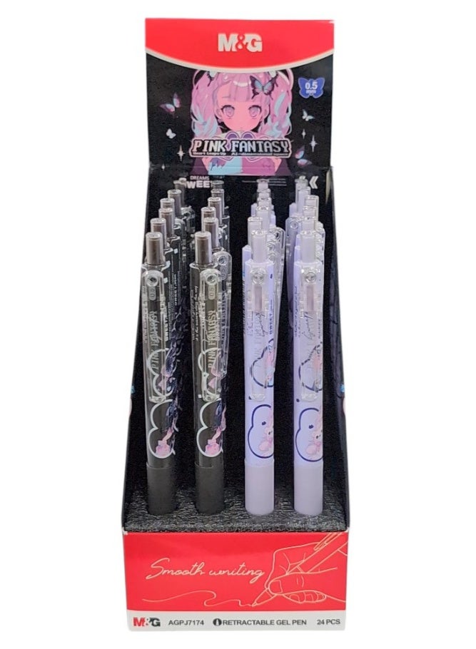 M&G Chenguang Pink Fantasy Retractable Ballpoint gel Pen Smooth writing Blue ink - 0.5 mm - 1pcs - No:AGPJ7174 - Image 2