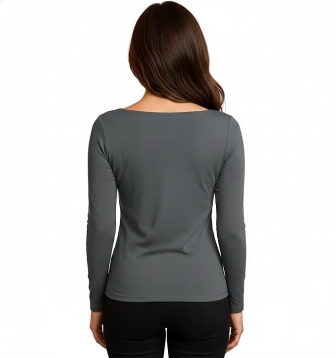 Fashiol Women Padded Thermal Full Slip Camisole | Built-in Bra | Winter Warm Stretch Tank Top | Soft Fleece Lined Thermal Inner for Winter | Slim Fit Base Layer (in, Alpha, M, Big, Grey) - Image 2