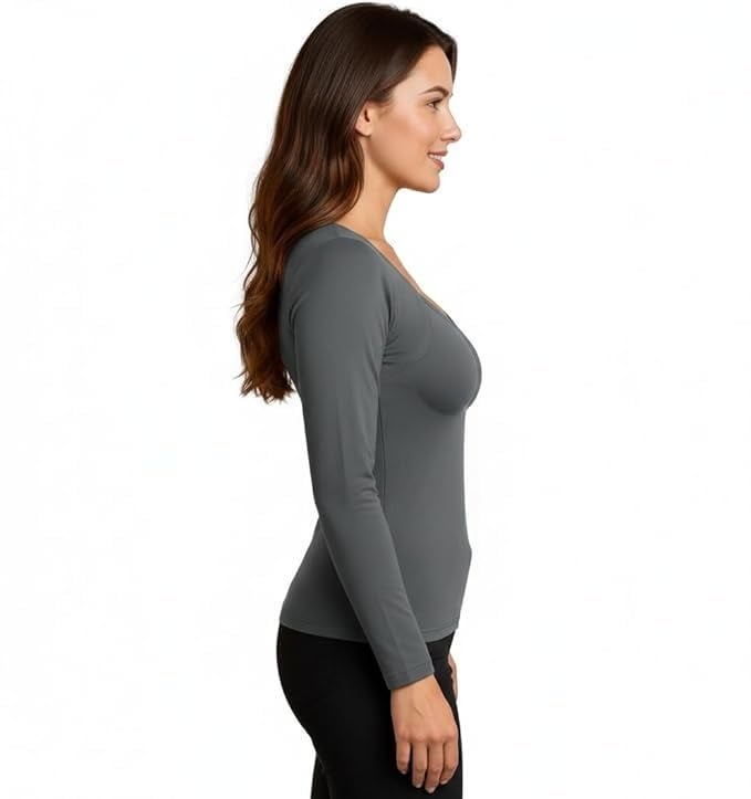 Fashiol Women Padded Thermal Full Slip Camisole | Built-in Bra | Winter Warm Stretch Tank Top | Soft Fleece Lined Thermal Inner for Winter | Slim Fit Base Layer (in, Alpha, M, Big, Grey) - Image 3