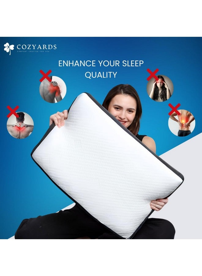 COZYARDS COZYARDS Set of 2 Comfort Plus Memory Foam Pillows Optimized for Neck Pain Relief, Orthopedic Cervical Support, 1-Year Brand Warranty, King - Large Size - 24x16x4.25 Inches - Image 5