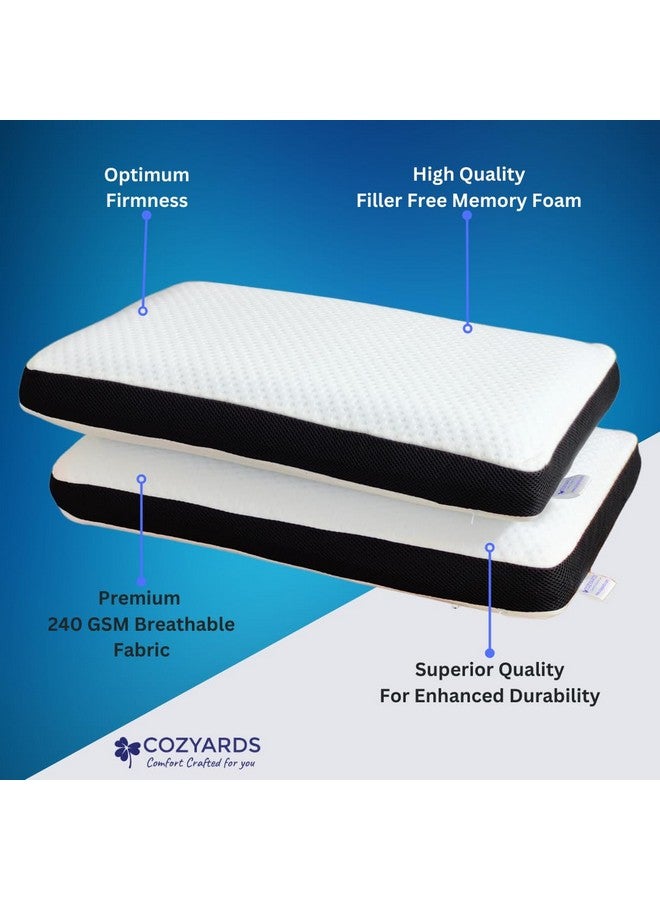 COZYARDS COZYARDS Set of 2 Comfort Plus Memory Foam Pillows Optimized for Neck Pain Relief, Orthopedic Cervical Support, 1-Year Brand Warranty, King - Large Size - 24x16x4.25 Inches - Image 2