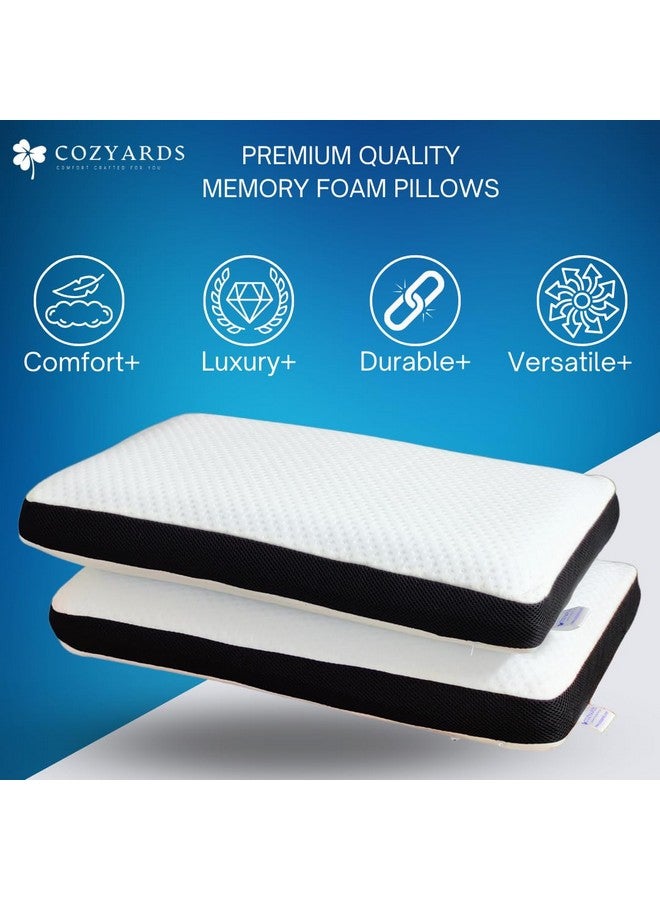 COZYARDS COZYARDS Set of 2 Comfort Plus Memory Foam Pillows Optimized for Neck Pain Relief, Orthopedic Cervical Support, 1-Year Brand Warranty, King - Large Size - 24x16x4.25 Inches - Image 4