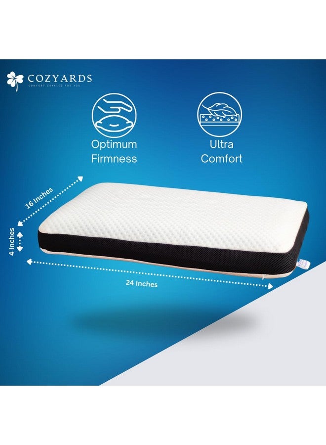 COZYARDS COZYARDS Set of 2 Comfort Plus Memory Foam Pillows Optimized for Neck Pain Relief, Orthopedic Cervical Support, 1-Year Brand Warranty, King - Large Size - 24x16x4.25 Inches - Image 3