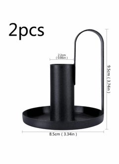 Excefore Candles Holder Set, 2 Pcs Iron Plate with Handles  - Image 2