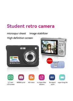 Gasin 48 Megapixel 2.7inch LCD Large Screen 8x Digital Zoom CCD Student Digital Camera HD Video Recording Ultra Long Life (Silver)  - Image 1