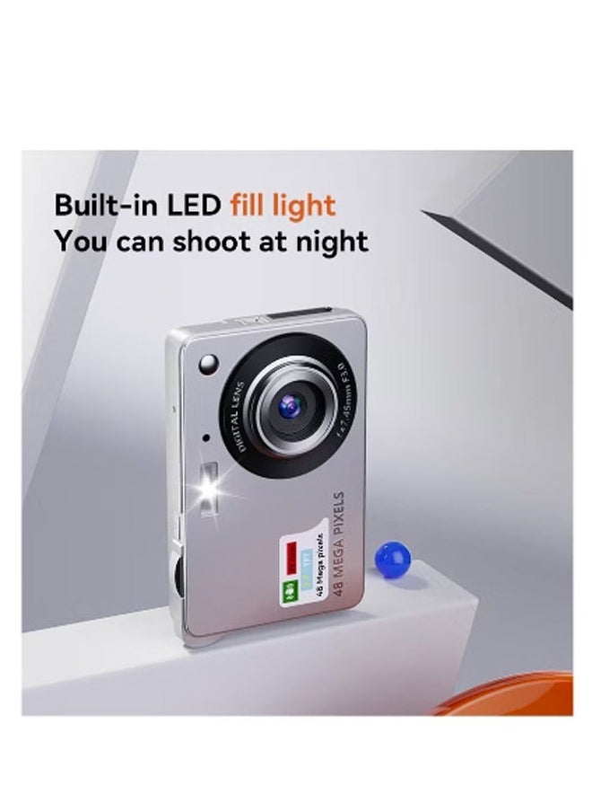 Gasin 48 Megapixel 2.7inch LCD Large Screen 8x Digital Zoom CCD Student Digital Camera HD Video Recording Ultra Long Life (Silver)  - Image 5