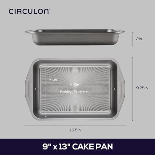 Circulon صينية خبز غير لاصقة كيركولون 51133 / صينية كعك غير لاصقة، مستطيلة - 9" × 13"، رمادي - Image 2