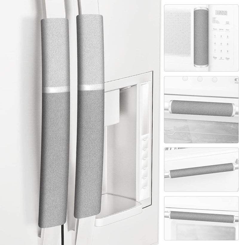 ELCOOR Refrigerator Handle Covers, 6PCS, Safeguard Your Kitchen and Appliances and Keep Them Clear of Grease, Stains etc. Upgrade Your Kitchen Decor with Original Design,Timesaver! (Grey/Platinum) - Image 1