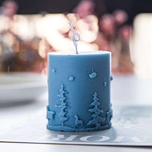 NINEXY 3D Cylinder Christmas Candle Molds,Silicone Soap Mold Embossed Christmas Tree & Elk Reindeer Pattern for Home Party Decoration (Random Mold Color) - Image 5