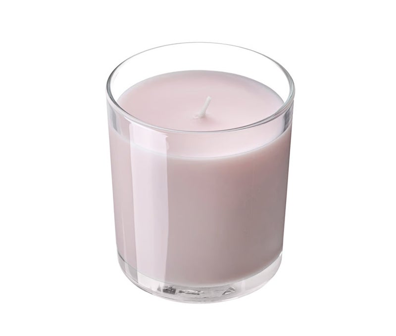 Pink Flowers Scented Candle in Glass, Pale Pink 40 Hours Warm Floral Home Fragrance Candle, Decorative Candle for Living Room, Bedroom, Dining Table and Relaxation - Image 1