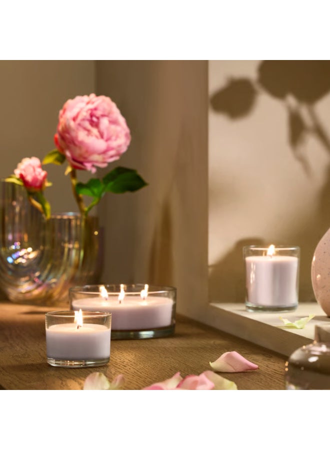 Pink Flowers Scented Candle in Glass, Pale Pink 40 Hours Warm Floral Home Fragrance Candle, Decorative Candle for Living Room, Bedroom, Dining Table and Relaxation - Image 4