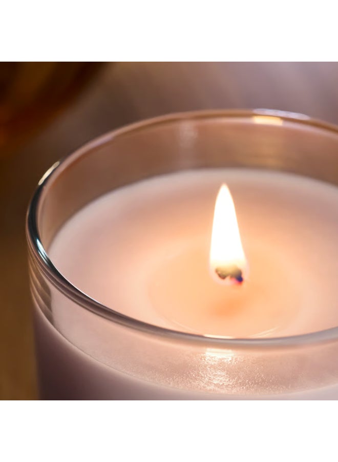 Pink Flowers Scented Candle in Glass, Pale Pink 40 Hours Warm Floral Home Fragrance Candle, Decorative Candle for Living Room, Bedroom, Dining Table and Relaxation - Image 2