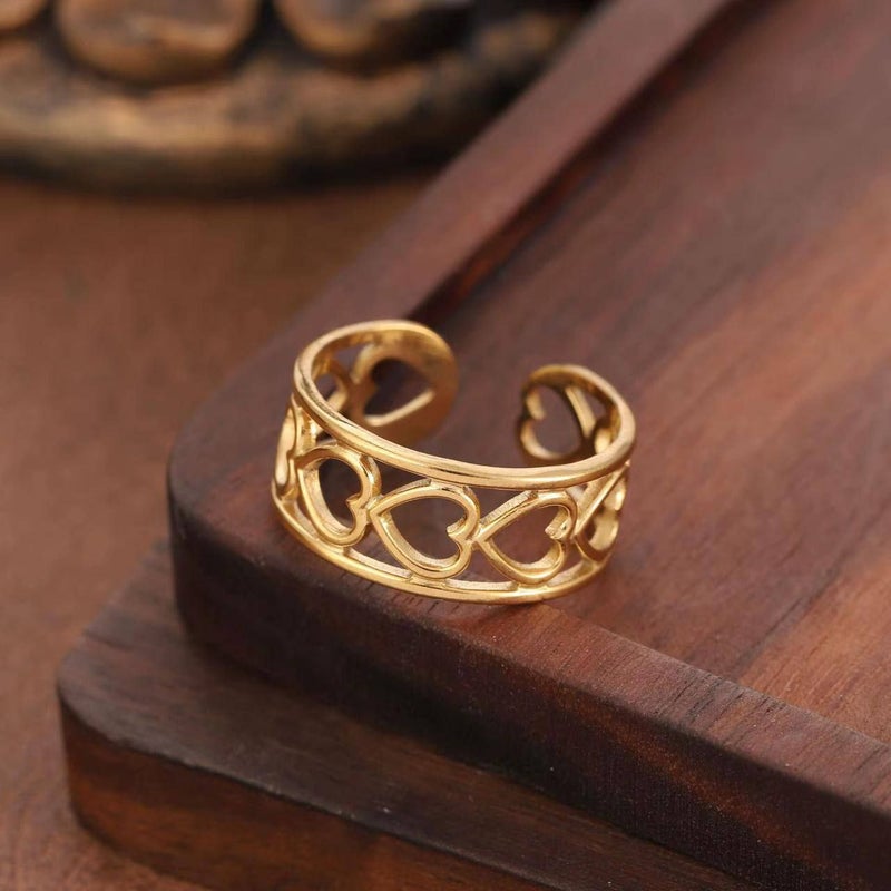 خاتم أستانليس ستيل ذهبي فري سايز - Image 3