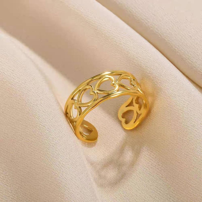 خاتم أستانليس ستيل ذهبي فري سايز - Image 2