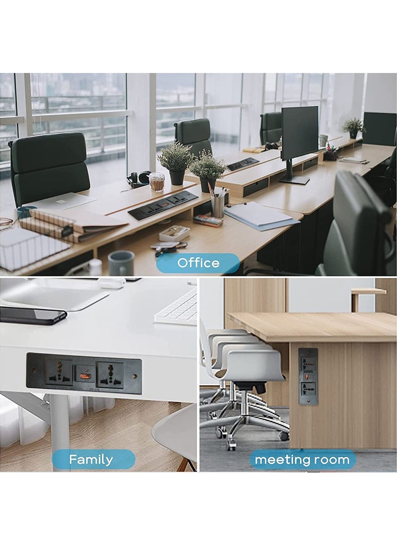 Mahmayi - Mahmayi Black BS01 Desktop Socket with USB A/C Port for Office, Home, and Meeting Room 17 cm - Image 1