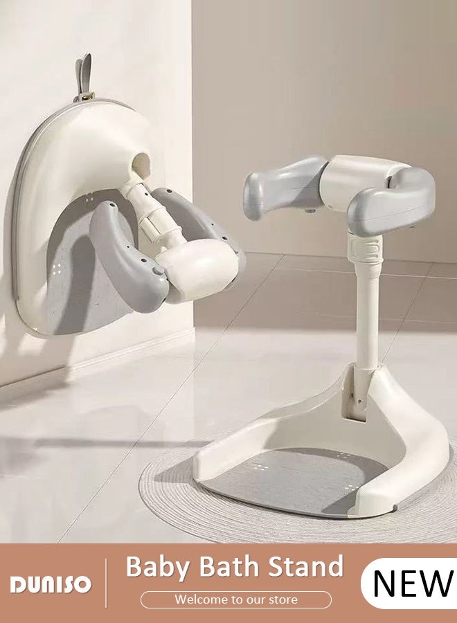 DUNISO Baby Shower Standing Support Adjustable Foldable Baby Bath Stand with Safe Anti-Slip Base,Easy to Clean and Portable,Support for Infants & Toddlers  - Image 1