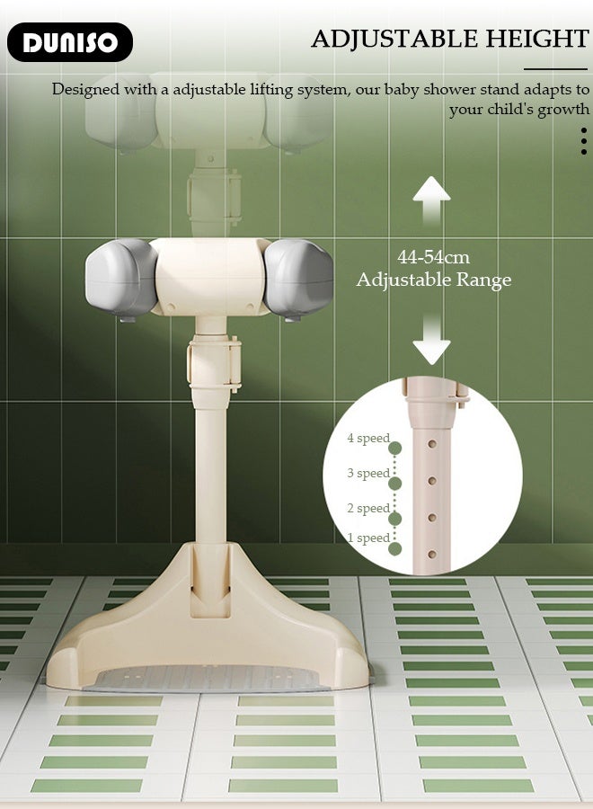 DUNISO Baby Shower Standing Support Adjustable Foldable Baby Bath Stand with Safe Anti-Slip Base,Easy to Clean and Portable,Support for Infants & Toddlers  - Image 3