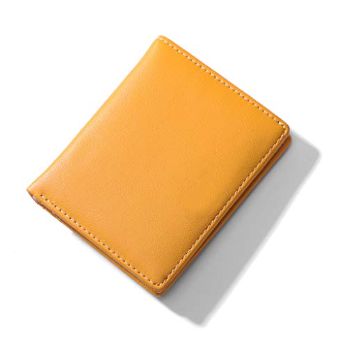 AnnabelZ Women Wallets Small Bifold Leather Pocket Wallet Ladies Mini Short Purse (Yellow) - Image 1