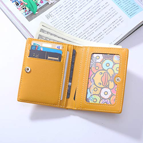 AnnabelZ Women Wallets Small Bifold Leather Pocket Wallet Ladies Mini Short Purse (Yellow) - Image 2