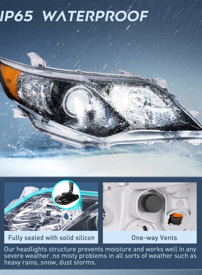 Nilight Headlight Assembly for 2012 2013 2014 Toyota Camry L/LE/XLE/Hybrid LE XLE Headlamps Replacement Black Housing Amber Reflector Driver and Passenger Side, 2 Years Warranty - Image 4