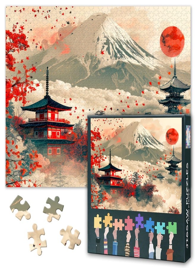 Rebotipy Mount Fuji - 1000 Piece Jigsaw Puzzle for Adults Japanese Traditional Culture Pattern Puzzle Impossible Hard Difficult Challenging Jigsaw Puzzles Coolest Adult Puzzles Unique Puzzles - Image 1
