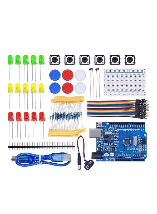 Complete Electronic Entry Kit For Arduino UNO With Uno R3 Breadboard LEDs Jumper Wires Buttons 1 Set - Image 1