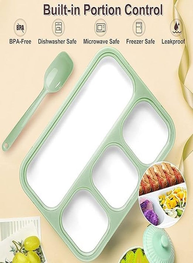 RAHU Lunch Box, Leak Proof 4 Compartment Reusable Microwave Freezer Safe Lunch Box with Spoon for Adults and Kids - Image 2