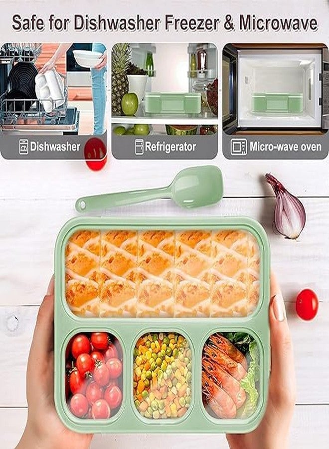 RAHU Lunch Box, Leak Proof 4 Compartment Reusable Microwave Freezer Safe Lunch Box with Spoon for Adults and Kids - Image 5