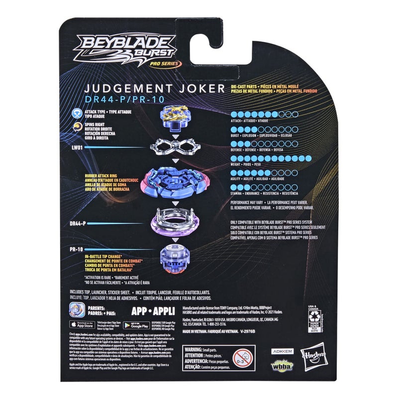 Beyblade Burst Pro Series Judgement Joker Spinning Top Starter Pack - Attack Type Battling Game Top with Launcher Toy - Image 4