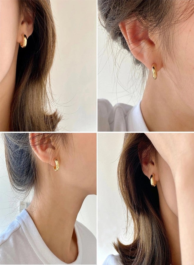 SIISPRI Stainless Steel Mens Womens Clip On Earrings Hoop Huggie Non-Piercing (Gold) - Image 3