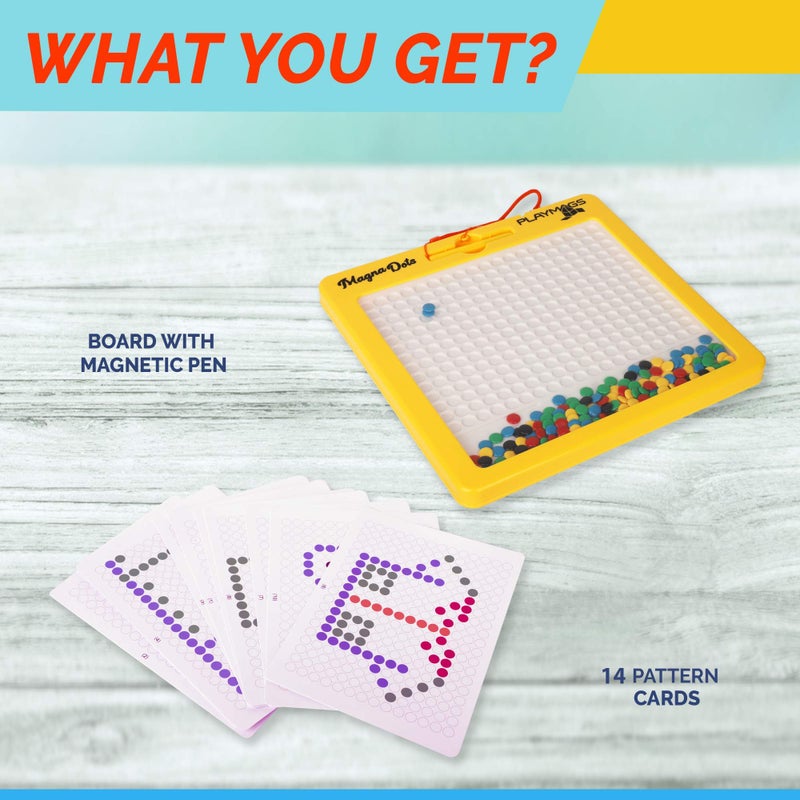 Playmags Large Magnetic Drawing Board for Kids - Magna Dots Doodle Board with Magnetic Pen - 12.5" Large Size with Kid Safe Magnets - Fun toy Birthday Gift - Image 3