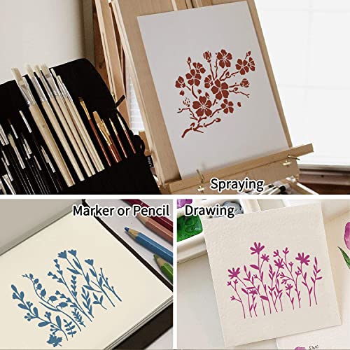 eageus 16 Pieces Wildflower Stencils for Painting, Reusable Small Spring Wild Flower Stencils Wall Stencils, DIY Small Drawing Template Stencil for Painting on Wood Wall Canvas Home Decor(5x6Inch) - Image 3