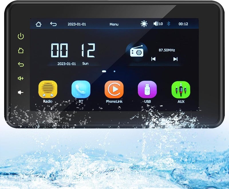 Geloo 2025 Upgraded Marine Stereo with Wireless CarPlay and Android Auto, 8'' Waterproof Touchscreen - Image 1