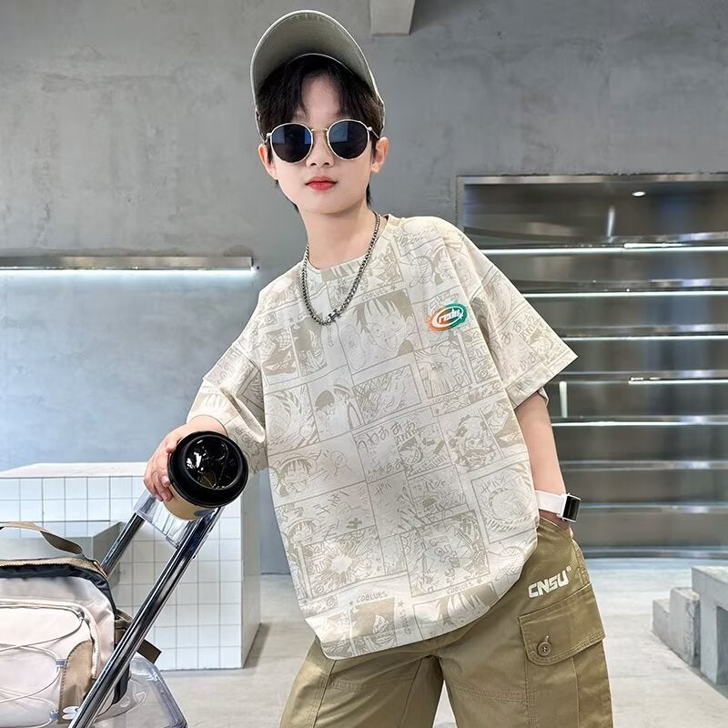 Boys' T-Shirt Short-Sleeved Summer Handsome Fashionable Children'S Clothing Children'S Clothes Top Boys' Summer Half-Sleeved T-Shirt - Image 2