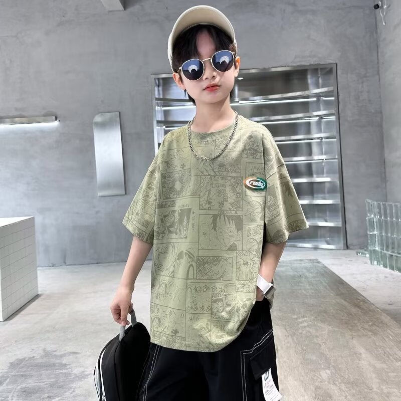 Boys' T-Shirt Short-Sleeved Summer Handsome Fashionable Children'S Clothing Children'S Clothes Top Boys' Summer Half-Sleeved T-Shirt - Image 4
