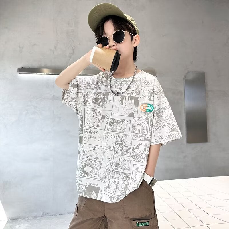 Boys' T-Shirt Short-Sleeved Summer Handsome Fashionable Children'S Clothing Children'S Clothes Top Boys' Summer Half-Sleeved T-Shirt - Image 3