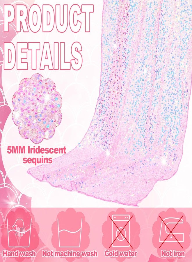 Remagr 6 Pcs Iridescent Sequin Table Runner 12 x 72 Inch Mermaid Table Runner Glitter Sequin Table Runner for Wedding Birthday Party Baby Shower Ceremony Supplies Decor(Pink) - Image 3