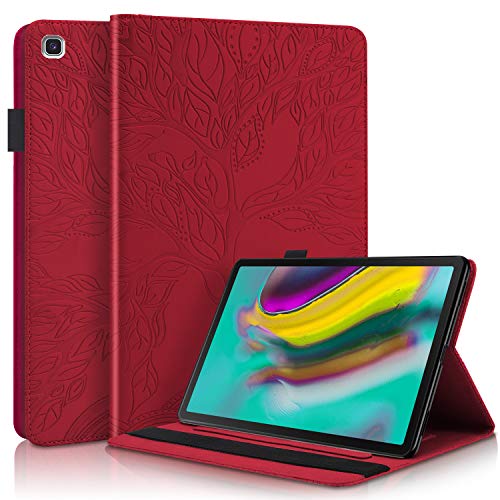 TIPOYOROO Case for Samsung Galaxy Tab S5e 10.5 2019 SM-T720/T725 Premium PU Leather Stand Flip Wallet Case Multiple Viewing Angles Lightweight Folio Cover with Card Pockets Stylus Loop Elastic Band - Red - Image 1