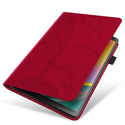 TIPOYOROO Case for Samsung Galaxy Tab S5e 10.5 2019 SM-T720/T725 Premium PU Leather Stand Flip Wallet Case Multiple Viewing Angles Lightweight Folio Cover with Card Pockets Stylus Loop Elastic Band - Red - Image 5