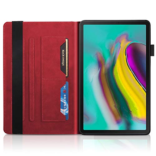 TIPOYOROO Case for Samsung Galaxy Tab S5e 10.5 2019 SM-T720/T725 Premium PU Leather Stand Flip Wallet Case Multiple Viewing Angles Lightweight Folio Cover with Card Pockets Stylus Loop Elastic Band - Red - Image 3